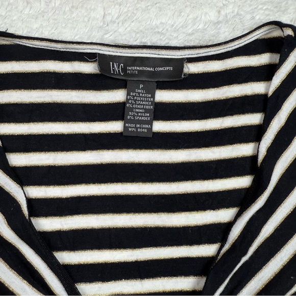 INC International Concepts Black and White Tie Front Blouse - Picture 4 of 6